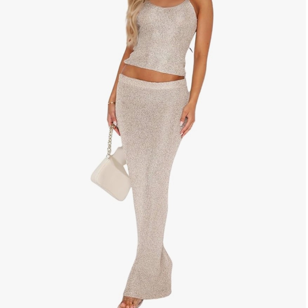 Amazon Women's Cream Skirt Set